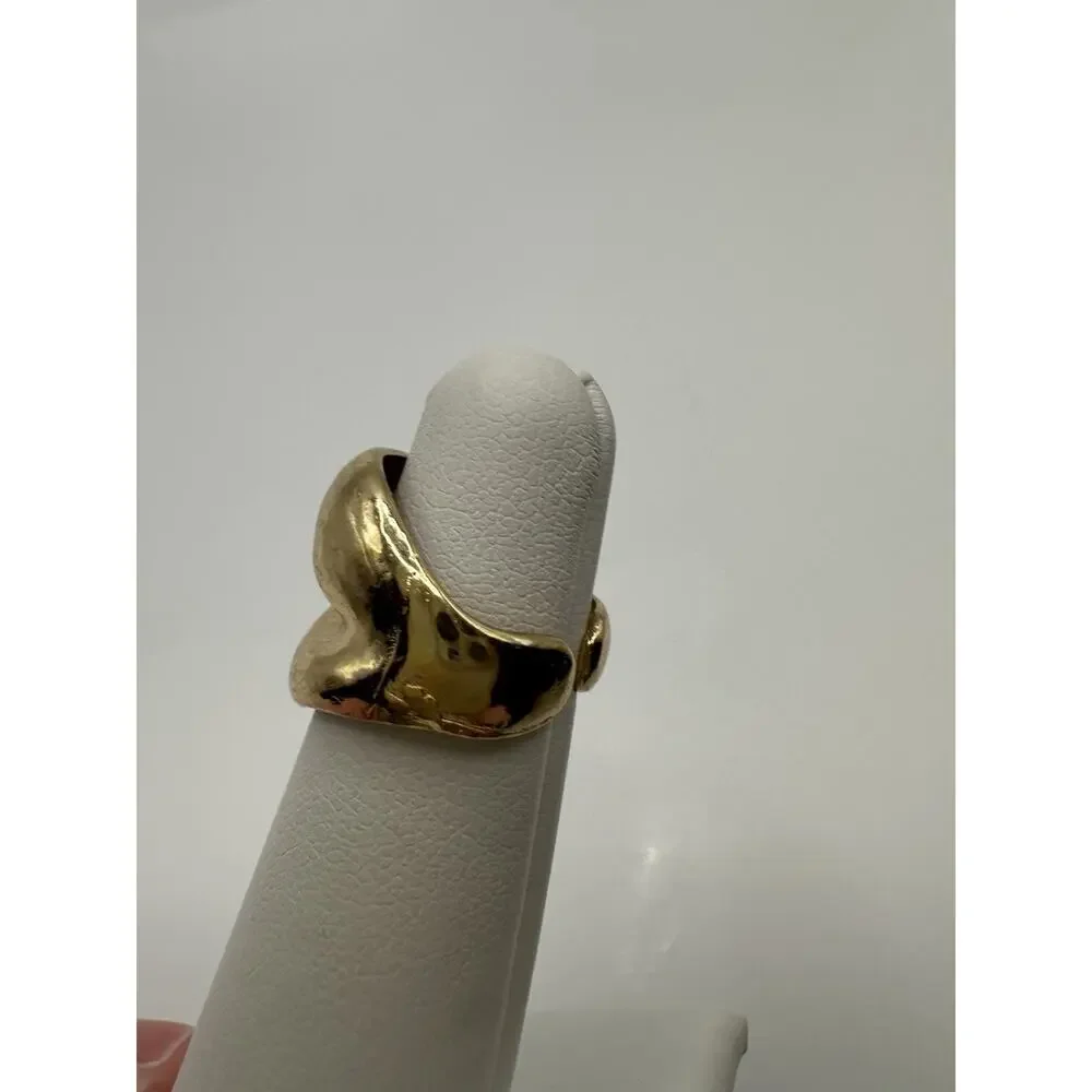 Gold Tone Swirl Band Men’s Pinky Ring Size 3.75